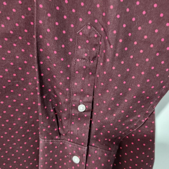 Lands' End Purple Pink Polka Dot Button Down Long Sleeve Oxford Shirt Size 12P - Picture 5 of 6